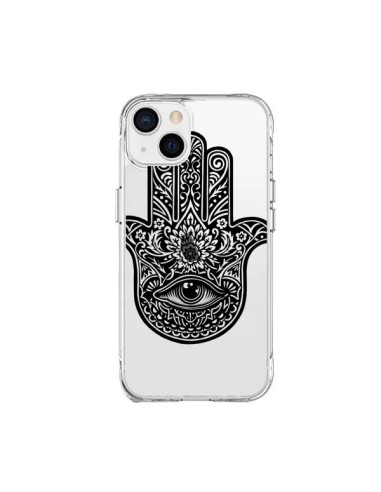 Coque iPhone 15 Plus Hamsa Cinq Doigts Main Mauvais Oeil Transparente - Rachel Caldwell