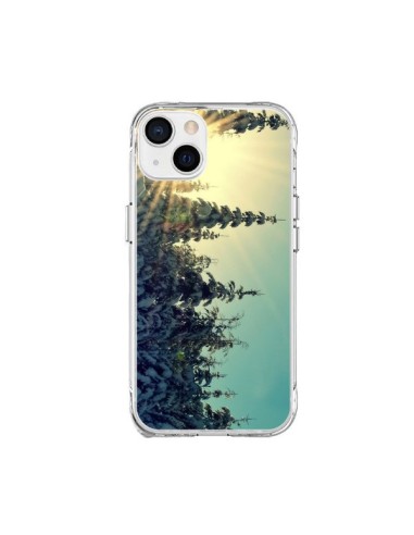 Cover iPhone 15 Plus Paesaggio Invernale Neve Montagne Ski Abeti - R Delean