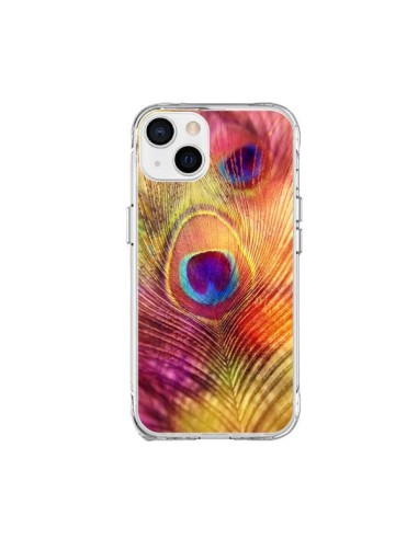 Coque iPhone 15 Plus Plume de Paon Multicolore - Sylvia Cook