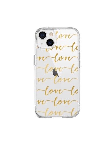 Coque iPhone 15 Plus Love Amour Repeating Transparente - Sylvia Cook