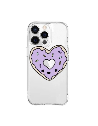 iPhone 15 Pro Max Case Donut Heart Purple Clear - Claudia Ramos