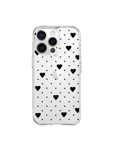 Cover iPhone 15 Pro Max Punti Cuori Nero Trasparente - Project M