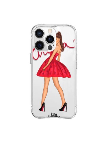 Coque iPhone 15 Pro Max Ariana Grande Chanteuse Singer Transparente - kateillustrate