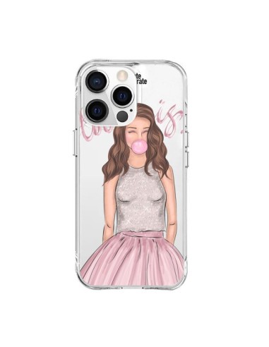 Cover iPhone 15 Pro Max Bubble Girl Tiffany Rosa Trasparente - kateillustrate