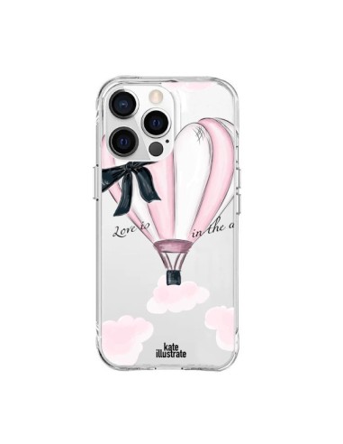 Cover iPhone 15 Pro Max Love is in the Air Amore Mongolfiera Trasparente - kateillustrate