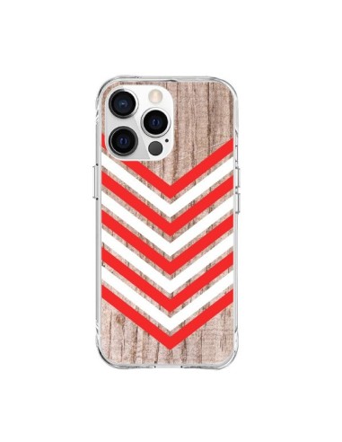 Cover iPhone 15 Pro Max Tribale Azteco Legno Wood Freccia Rosso Bianco - Laetitia