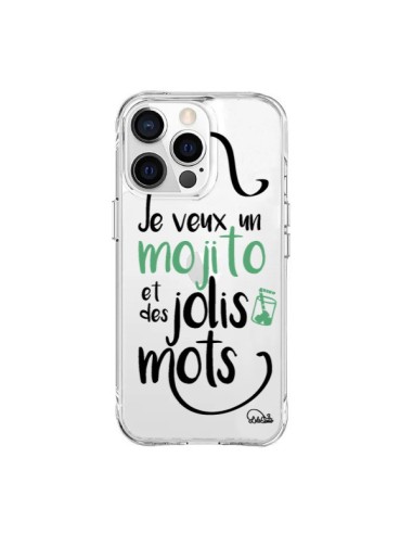 Cover iPhone 15 Pro Max Je veux un mojito e des jolis mots Trasparente - Lolo Santo