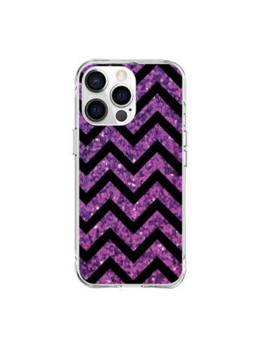 Coque iPhone 15 Pro Max Chevron Purple Sparkle Triangle Azteque - Mary Nesrala