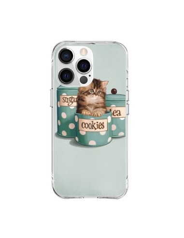 Coque iPhone 15 Pro Max Chaton Chat Kitten Boite Cookies Pois - Maryline Cazenave