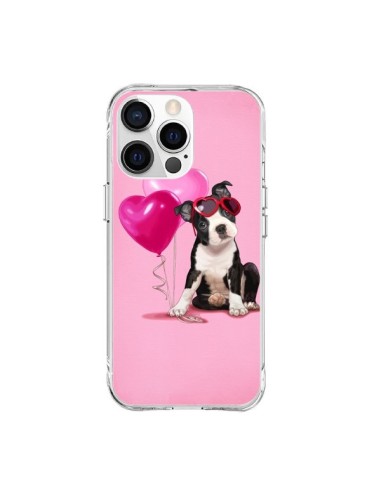 Cover iPhone 15 Pro Max Cane Palloncino Occhiali Cuore Rosa - Maryline Cazenave