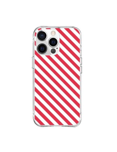 Coque iPhone 15 Pro Max Bonbon Candy Rose et Blanche Rayée - Nico