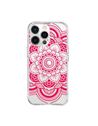 Cover iPhone 15 Pro Max Mandala Rosa Fucsia Azteco Trasparente - Nico