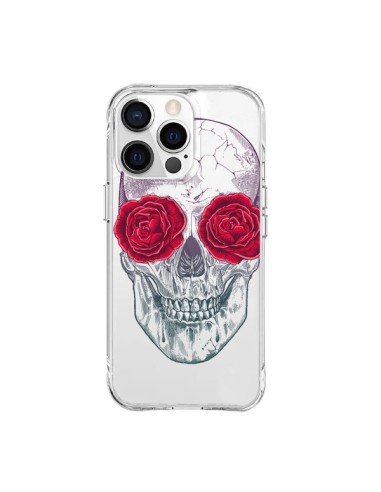 Cover iPhone 15 Pro Max Teschio Rosa Fiori Trasparente - Rachel Caldwell