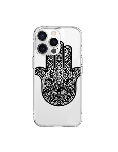 Coque iPhone 15 Pro Max Hamsa Cinq Doigts Main Mauvais Oeil Transparente - Rachel Caldwell