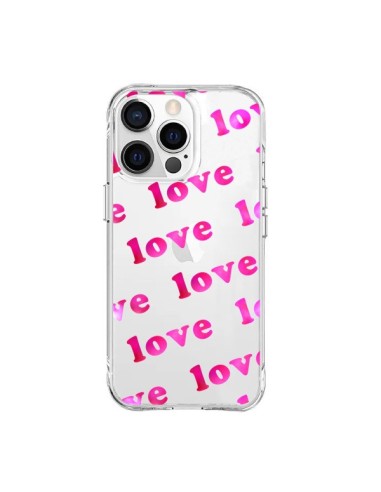 Cover iPhone 15 Pro Max Pink Love Rosa Trasparente - Sylvia Cook