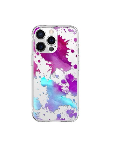 Cover iPhone 15 Pro Max Splash Colorato Blu Viola Trasparente - Sylvia Cook