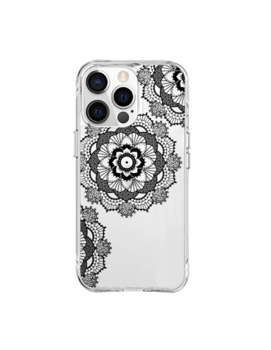 Cover iPhone 15 Pro Max Triplo Mandala Nero Black Trasparente - Sylvia Cook