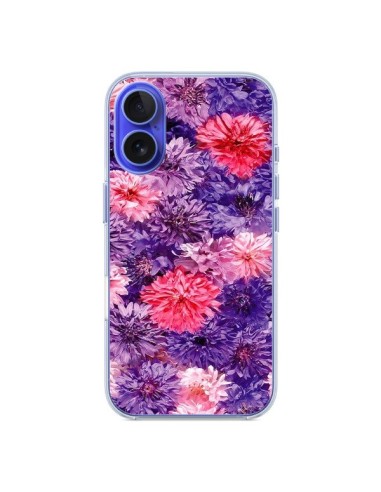 Coque iPhone 16 Fleurs Violettes Flower Storm - Asano Yamazaki