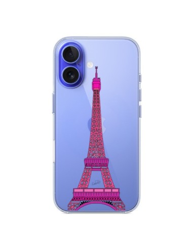 Coque iPhone 16 Tour Eiffel Rose Paris Transparente - Asano Yamazaki