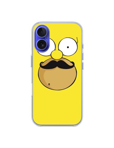 Coque iPhone 16 Homer Movember Moustache Simpsons - Bertrand Carriere