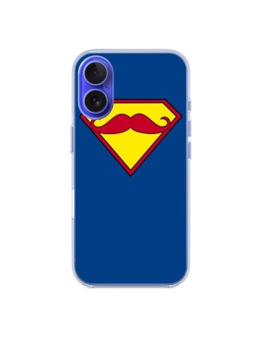 Coque iPhone 16 Super Moustache Movember Superman - Bertrand Carriere