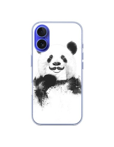 Coque iPhone 16 Funny Panda Moustache Movember - Balazs Solti