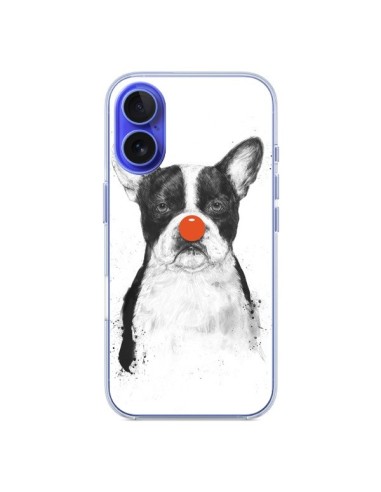 Coque iPhone 16 Clown Bulldog Chien Dog - Balazs Solti