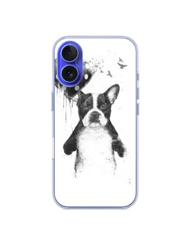 Coque iPhone 16 Lover Bulldog Chien Dog My Heart Goes Boom - Balazs Solti