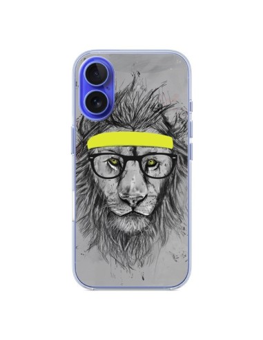 Coque iPhone 16 Hipster Lion - Balazs Solti