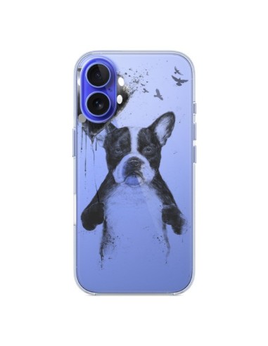 Coque iPhone 16 Love Bulldog Dog Chien Transparente - Balazs Solti