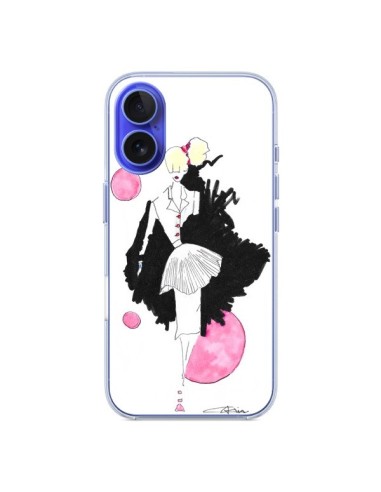 Coque iPhone 16 Demoiselle Femme Fashion Mode Rose - Cécile