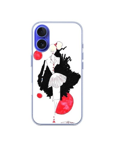 Coque iPhone 16 Demoiselle Femme Fashion Mode Rouge - Cécile