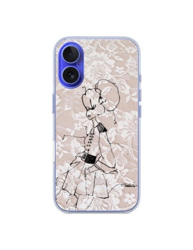 Coque iPhone 16 Croquis Dentelle Femme Fashion Mode - Cécile