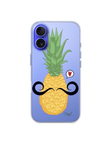 Coque iPhone 16 Ananas Moustache Transparente - Chapo