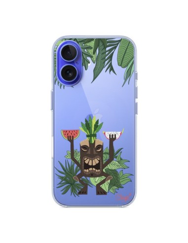 Coque iPhone 16 Tiki Thailande Jungle Bois Transparente - Chapo