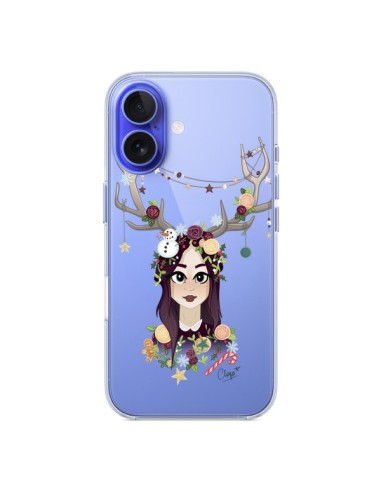 Coque iPhone 16 Christmas Girl Femme Noel Bois Cerf Transparente - Chapo