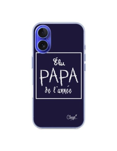 Coque iPhone 16 Elu Papa de l'Année Bleu Marine - Chapo