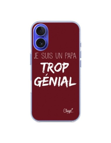 Coque iPhone 16 Je suis un Papa trop Génial Rouge Bordeaux - Chapo