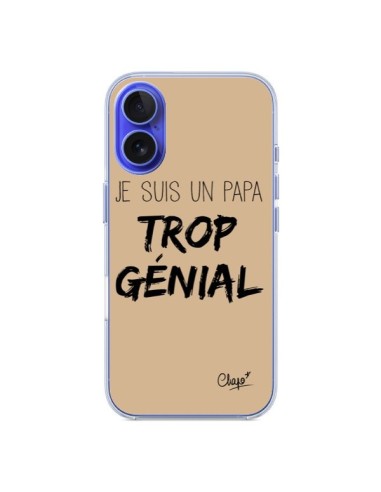 Coque iPhone 16 Je suis un Papa trop Génial Beige - Chapo