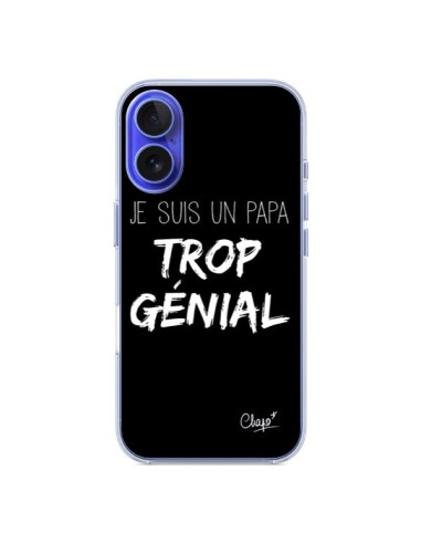 Coque iPhone 16 Je suis un Papa trop Génial Noir - Chapo