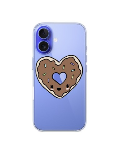 Coque iPhone 16 Donuts Heart Coeur Chocolat Transparente - Claudia Ramos