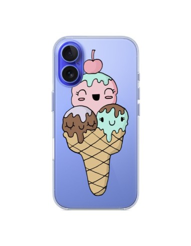 Coque iPhone 16 Ice Cream Glace Summer Ete Cerise Transparente - Claudia Ramos