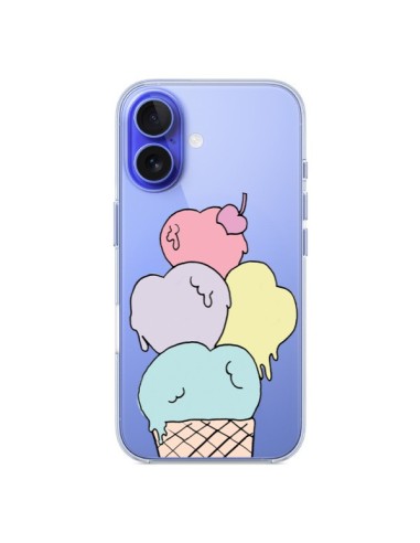 Coque iPhone 16 Ice Cream Glace Summer Ete Coeur Transparente - Claudia Ramos