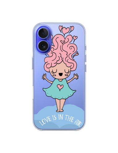 Coque iPhone 16 Love Is In The Air Fillette Transparente - Claudia Ramos