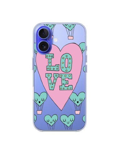 Coque iPhone 16 Love Nuage Montgolfier Transparente - Claudia Ramos