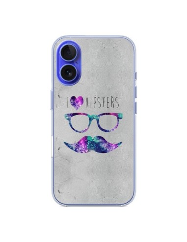 Coque iPhone 16 I Love Hipsters - Eleaxart