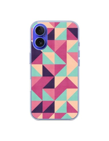 Coque iPhone 16 Azteque Triangle Rose Vert - Eleaxart