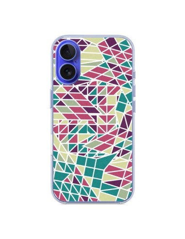 Coque iPhone 16 Azteque Triangles Vert Violet - Eleaxart