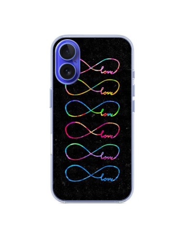 Coque iPhone 16 Love Forever Infini Noir - Eleaxart