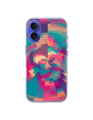 Coque iPhone 16 Spirales de Couleurs Rose Violet - Eleaxart